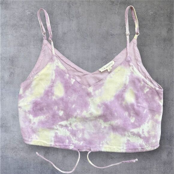 L.A. Hearts Small Tie-Dye Crop Top Preowned with Character Purple and Yellow - Picture 1 of 5
